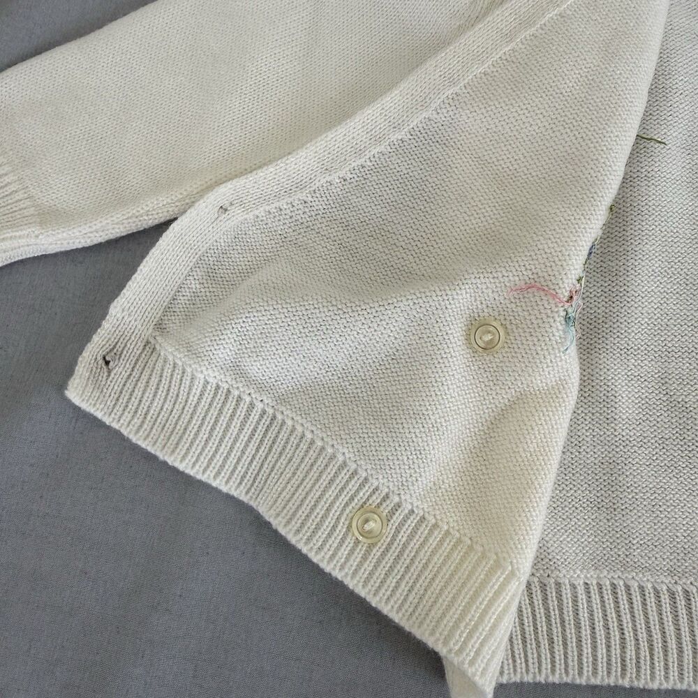 Vintage Sevil Triko Girls 2T Cardigan Double Breasted Sweater Embroidery Flowers - Picture 11 of 14